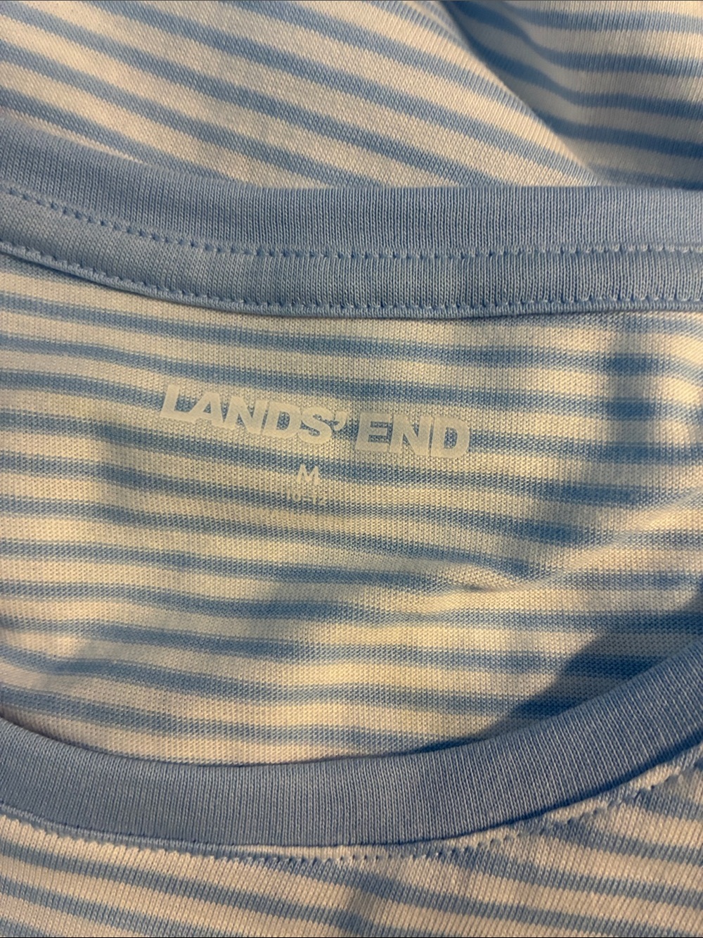 Lands’ End Light Blue & White Striped Long-Sleeve Women's Top - Picture 5 of 6